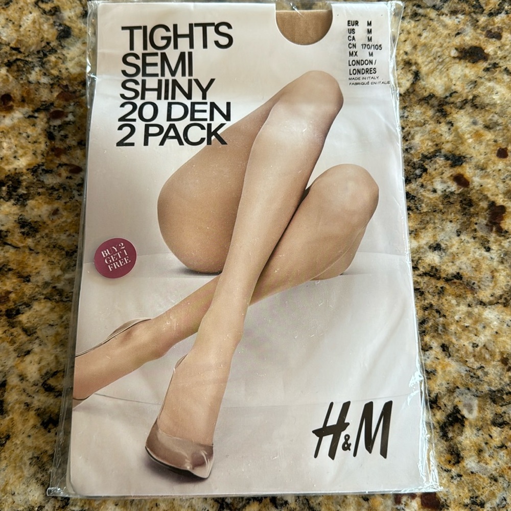 H & M shiny tights 2-pack, NWT